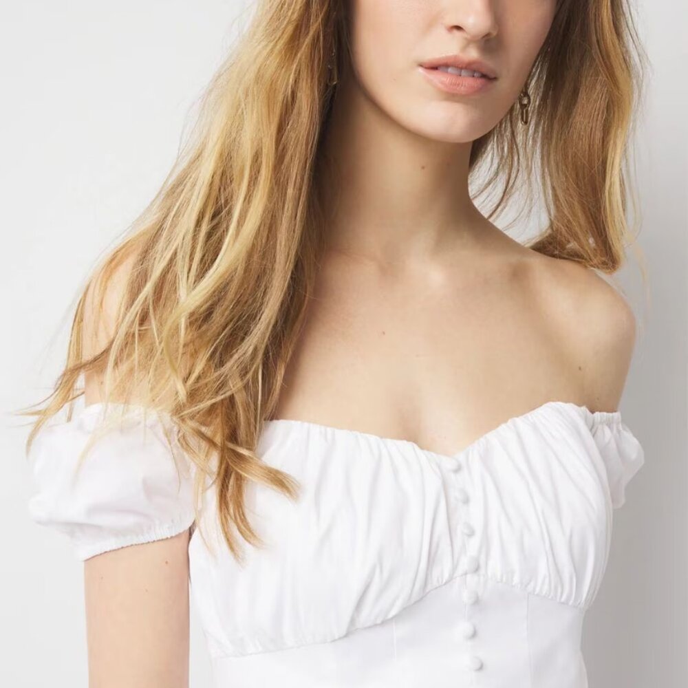nwt WHITE HOUSE BLACK MARKET POPLIN peplum bustier top - Picture 3 of 3